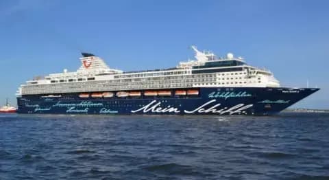 Ein großes Kreuzfahrt Schiff auf dem Meer
